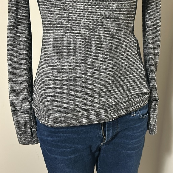 Lululemon Think Fast Long Sleeve Top Heathered Grey Black Rulu Running Sz 4 - Picture 3 of 14